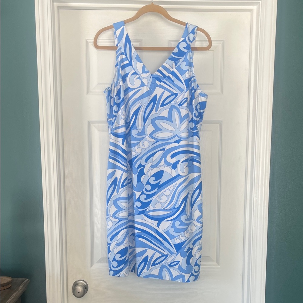 J. McLaughlin Blue and Cream Striped Dress